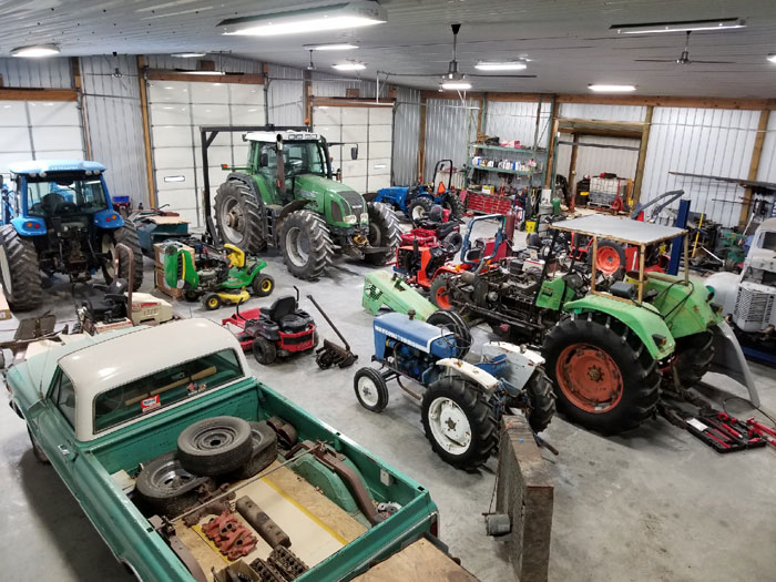 Inside the Walt's Tractor repair shop